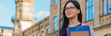 a girl with books