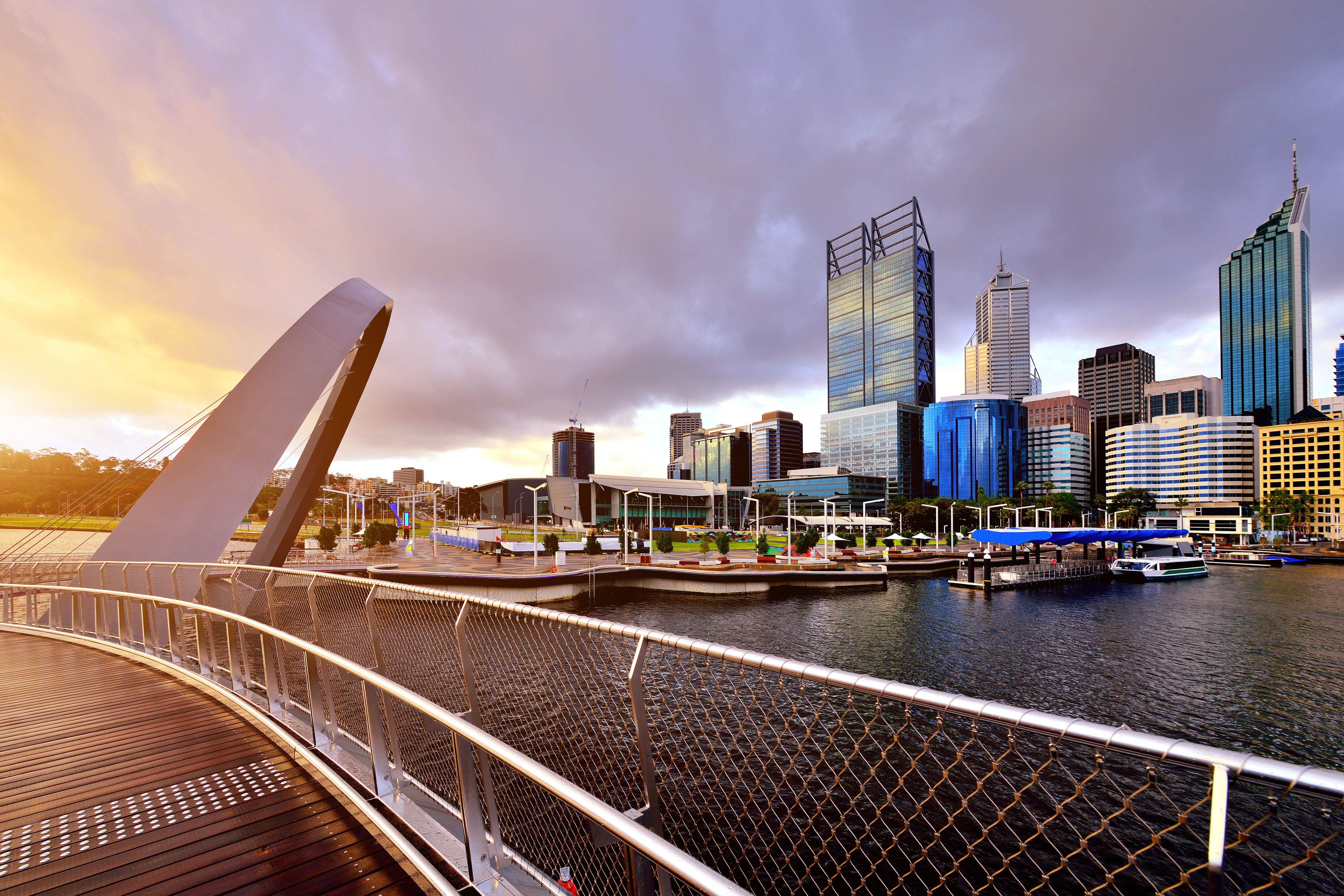 A skyline of Perth, a city in Australia