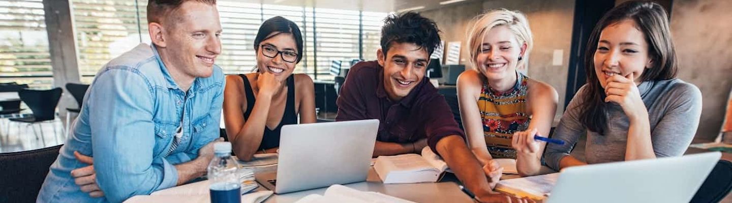 Two international students talking to each other